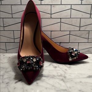 Embellished Burgundy Heels